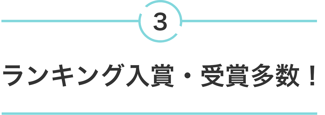3 ランキング入賞・受賞多数!